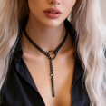 thumbnail image 2 of Collier Ras du Cou avec Chaîne en Forme de Cœur pour Femmes et Hommes, Acier Inoxydable, Collier Cubain en Forme de Y, Collier Punk Rock Ajustable, Collier Lariat Y, Collier de Bal, Bijoux, 2 of 7