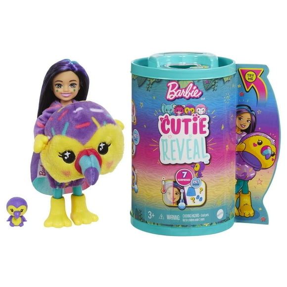 Barbie Small Dolls and Accessories, Cutie Reveal Chelsea Toucan Doll, Jungle Series