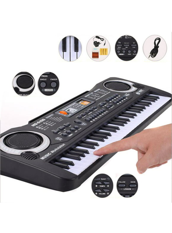 Keyboard Piano 61 Key Premium Piano Keyboard Electric Keyboard Built-in Dual Speakers for Beginner/Professional-Black