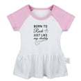 thumbnail image 4 of Pack of 2, My First Rock Shirt & Born to Rock just like my daddy Funny Dresses For Baby, Newborn Babies Skirts, Infant Princess Dress, Toddler Frocks (Pink Raglan Dresses, 0-6 Months), 4 of 5