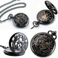ManChDa Dragon Pocket Watches for Men Mechanical Skeleton Dial Roman