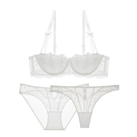 

Varsbaby Women s Bra and Panties Set Lace Panties and Thongs Lingerie Set 3 Pce