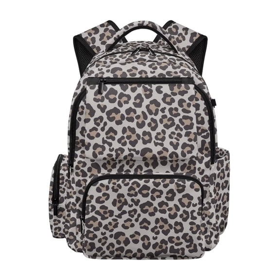 Jeiento Grey Leopard Kids School Backpack for Girls 17 Inch Cute School Bag, Lightweight Elementary Backpack with Padded Laptop Sleeve & Multi-Pockets for 9-12 Years Old