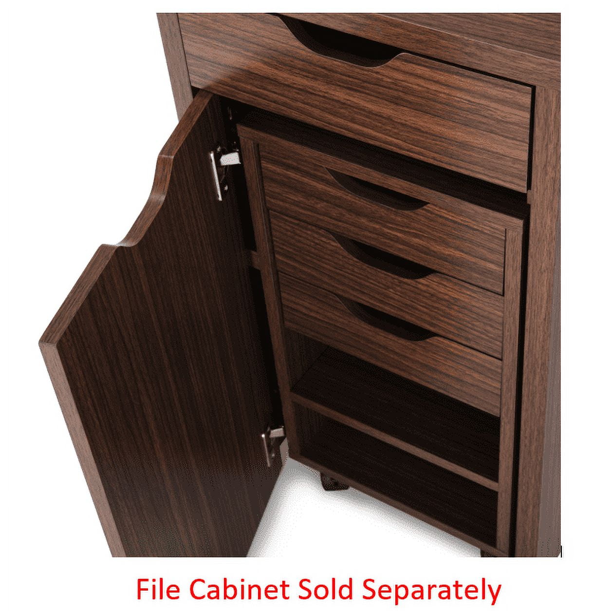Mainstays Perkins Desk with Metal Frame, Cocoa (File Cabinet Sold Separately)