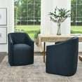 thumbnail image 4 of KINWELL 25" Wide Upholstered Dining Chairs with Casters Set of 2, No Assembly Modern Performance Fabric Barrel Back Rolling Dining Armchair for Kitchen Dining Room (Indigo), 4 of 8