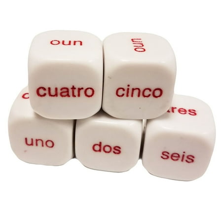 Set Of 5 Educational Dice Word Numbered Spanish Numeros Espaa Ol