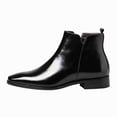 thumbnail image 1 of Men’s Classic Chelsea Ankle Boots, Elastic Side Slip-On Dress Boots, Low Block Heel Pointed Toe Ankle Boots, 1 of 6