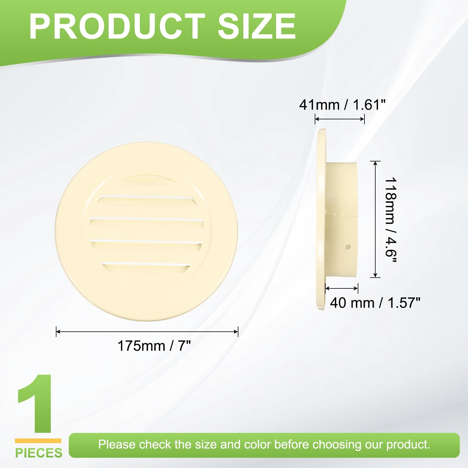 Uxcell 4.6" Round Air Vent, Louver Grille Cover Aluminum Alloy Soffit Vent HVAC Ventilation for Ceiling Wall Roofing Bathroom Kitchen Garage Duct Shed Garage, Beige