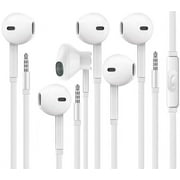 CUWIRE Headphones with Microphone Certified PowerStereo Flat Wired 3.5mm In-Ear Earphones Control Crystal Sound Earbuds for iPhone iPad iPod Laptop Tablet Android LG Smartphones (White) 3 Pack