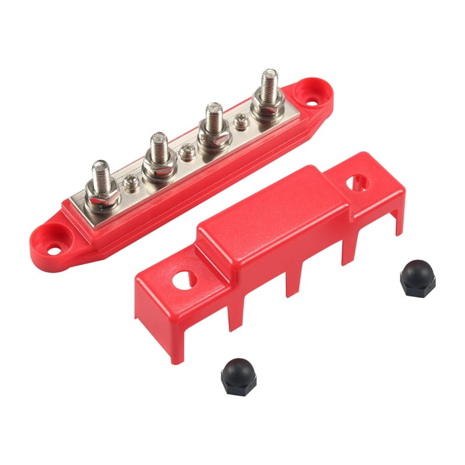 12v Bus Bar 4 Post 300A Power Distribution Block 5/16Inch Battery Terminal Block Stud with Cover and Wire Lugs
