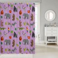 thumbnail image 2 of Manfei Cartoon Elephant Shower Curtain 72Wx78L, Jungle Leaf Botanical Bath Curtain, Purple, 2 of 5