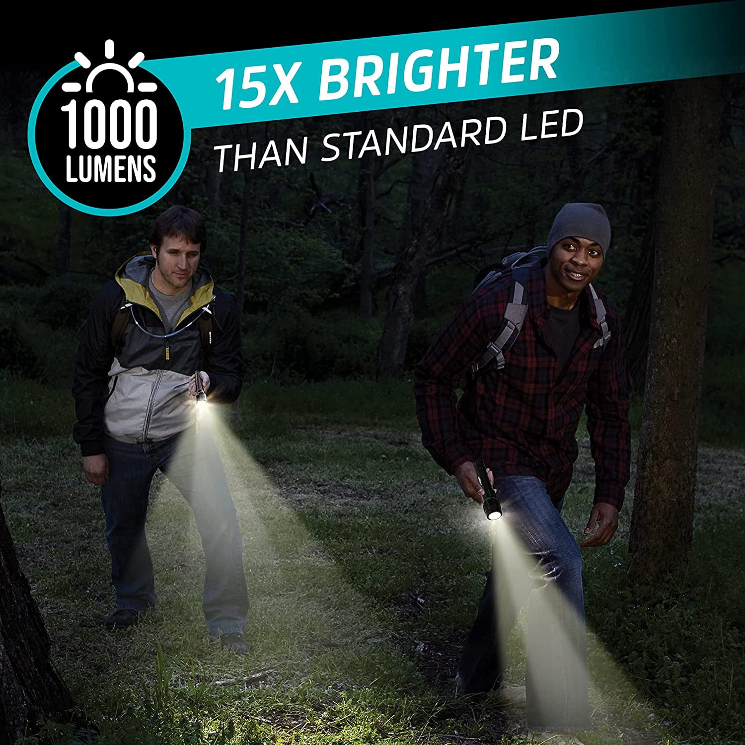 Energizer Rechargeable LED Flashlight X1000, Hybrid Power Capability, Ultra Bright 1000 Lumens, IPX4 Water Resistant, Rugged Aluminum Tactical LED Flash Light (USB Charging Cable Included)