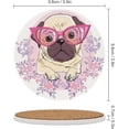 thumbnail image 3 of SKYSONIC Round Drink Coasters 1 Pcs Bulldog with Glasses Absorbent Ceramic Coaster with Cork Base for Coffee Cups Housewarming Gift for Home Decor, 3 of 6