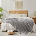 thumbnail image 4 of Snuggle Sac Waffle Knit Throw Blanket Reversible Textured Blanket Fuzzy Microfiber Throw,Gray,50*60", 4 of 5