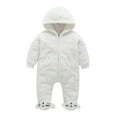 thumbnail image 3 of Utoimkio Newborn Baby Girl Boy Rompers Plush Hooded Footed Jumpsuit Winter Fleece Warm Onesies Pajamas Long Sleeve Zipper Winter Coat Outfits for Kids Size 3-12M, 3 of 9