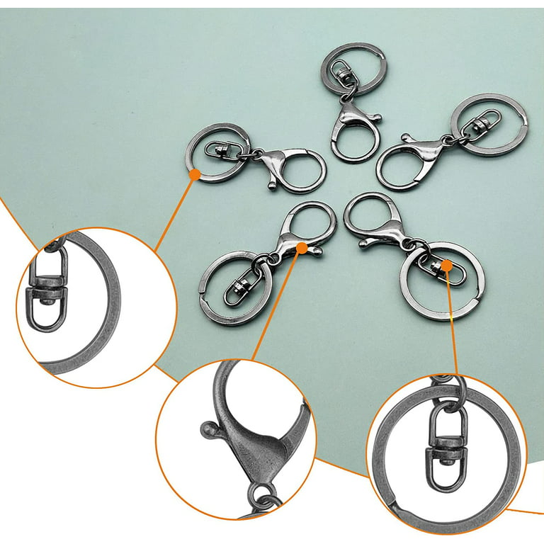 Suuchh 30pcs Lobster Claw Clasps for Keychain Making,Metal Lobster Clasp Swivel Trigger Clips with Swivel Clasps Hook Flat Split Keychain Ring 100pcs