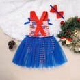 thumbnail image 3 of ZEHJUHAN Summer Baby Girls Independence Day Bodysuit Flag Pattern Triangle Romper with Bowknot for Outdoor Blue，0-3M, 3 of 7