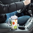 thumbnail image 4 of Yayeee 30oz Stainless Steel Tumbler with Straw and Handle Double-Wall Insulated Travel Water Bottle, White Vegetables Pattern, 4 of 8
