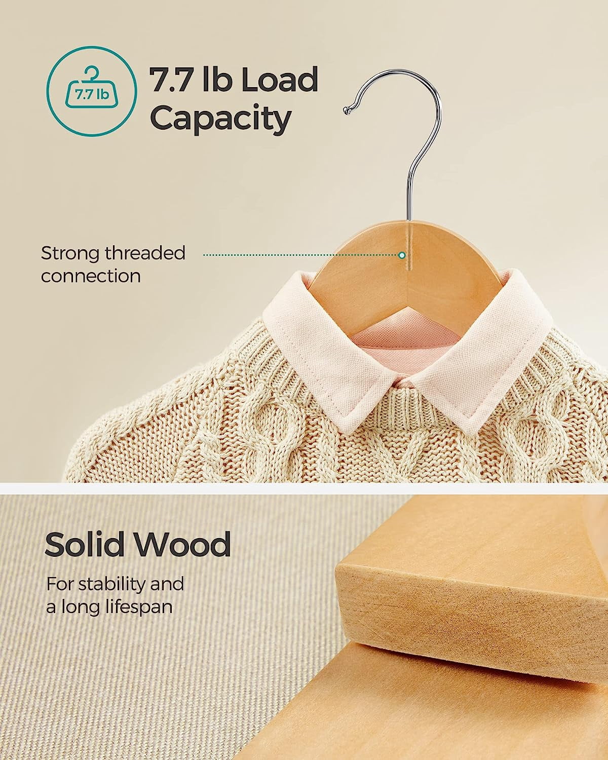 20 Pack Kids Wooden Hangers Baby Hangers Children's Coat Hangers with Pants Bar Natural and Silver