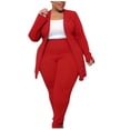 thumbnail image 2 of Ashirexll Womens Winter Sets, Womens 2 Piece Outfits, Extended Size Leisure Solid Color Long Sleeve Cardigan V Neck and Self Cultivation Trousers Set, 2 of 4