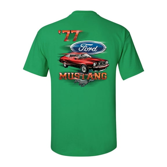 Ford '77 Mustang Adult Unisex Short Sleeve T-Shirt-Irish Green-small