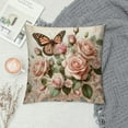 thumbnail image 2 of Nawypu Flower Decor Butterfly Fliying on The Pink Rose Square Throw Waist Pillow Case Decorative Cushion Cover Pillowcase Sofa, 2 of 5