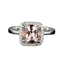 1.25 Carat Cushion Cut Peach Pink Real Morganite and Moissanite Halo Engagement Ring on Sterling Silver with 18k Gold Plating