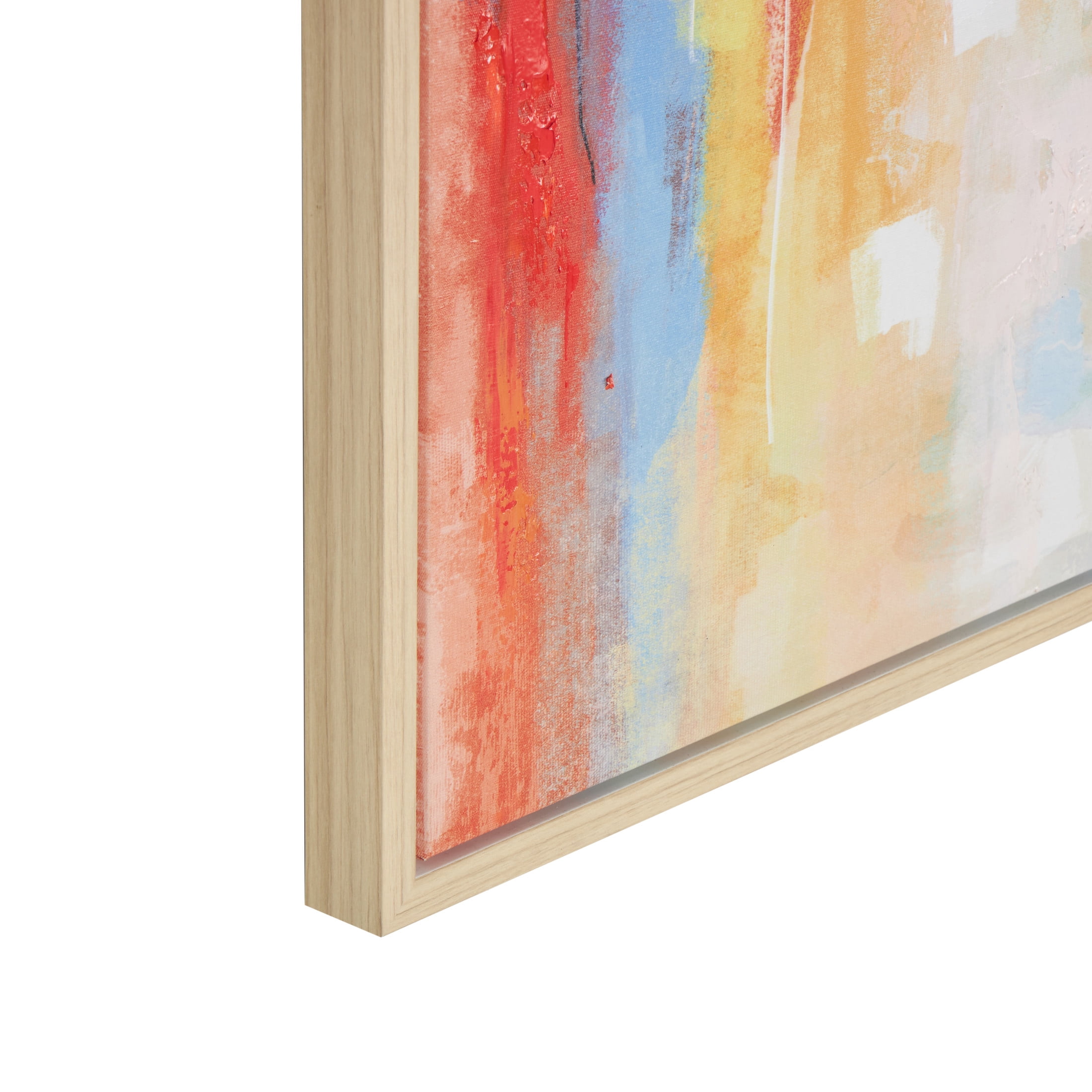 40" x 40" Watercolor Blotch Abstract Framed Wall Art with Light Brown Frame, by DecMode