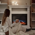 thumbnail image 6 of Cambridge Sienna 34" Freestanding White Mantel Electric Fireplace Heater with Realistic Flames & Log Insert | Fireplace Console Heater For Rooms up to 210 Sq.Ft. with Storage Shelf & Remote Control, 6 of 20