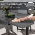 thumbnail image 4 of Expandable Grey Outdoor Dining Table - 35"-71" Tempered Glass Patio Table for 4-6 People, Steel Frame, Lawn, Garden & Backyard Use, 4 of 7