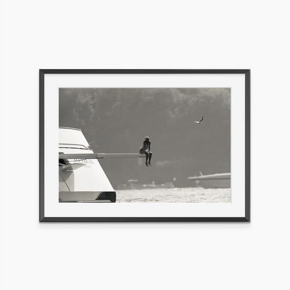Zuno Princess Diana on Yacht, Photography Prints, Diving Board, Retro Poster, Black and White Wall Art, Museum Quality Photography Poster, 8x12 UNFRAMED