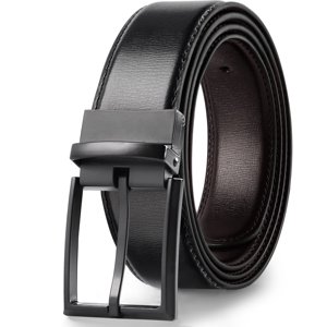Maikun Men's Reversible Leather Belt, Black and Brown