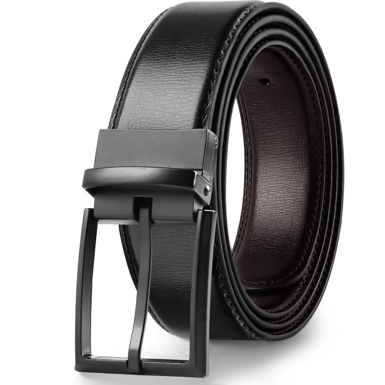 Maikun Men's Reversible Leather Belt, Black and Brown photo 1