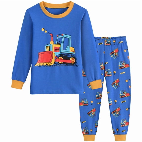 FEDPOP Toddler Boys Pajamas Truck Graphic Long Sleeve Sleepwear Kids Pjs Set Size 3T
