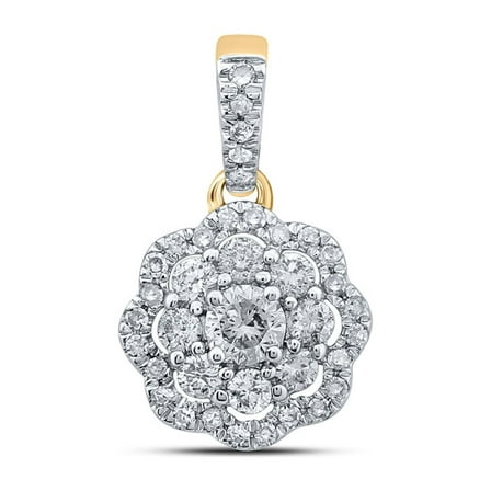 10kt Yellow Gold Womens Round Diamond Cluster Pendant 1/4 Cttw