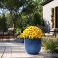 thumbnail image 2 of LuxenHome 12" Dia Large Ceramic Planter Pots for Plants, Ocean Blue Glazed Round Planter with Drainage, 2 of 8