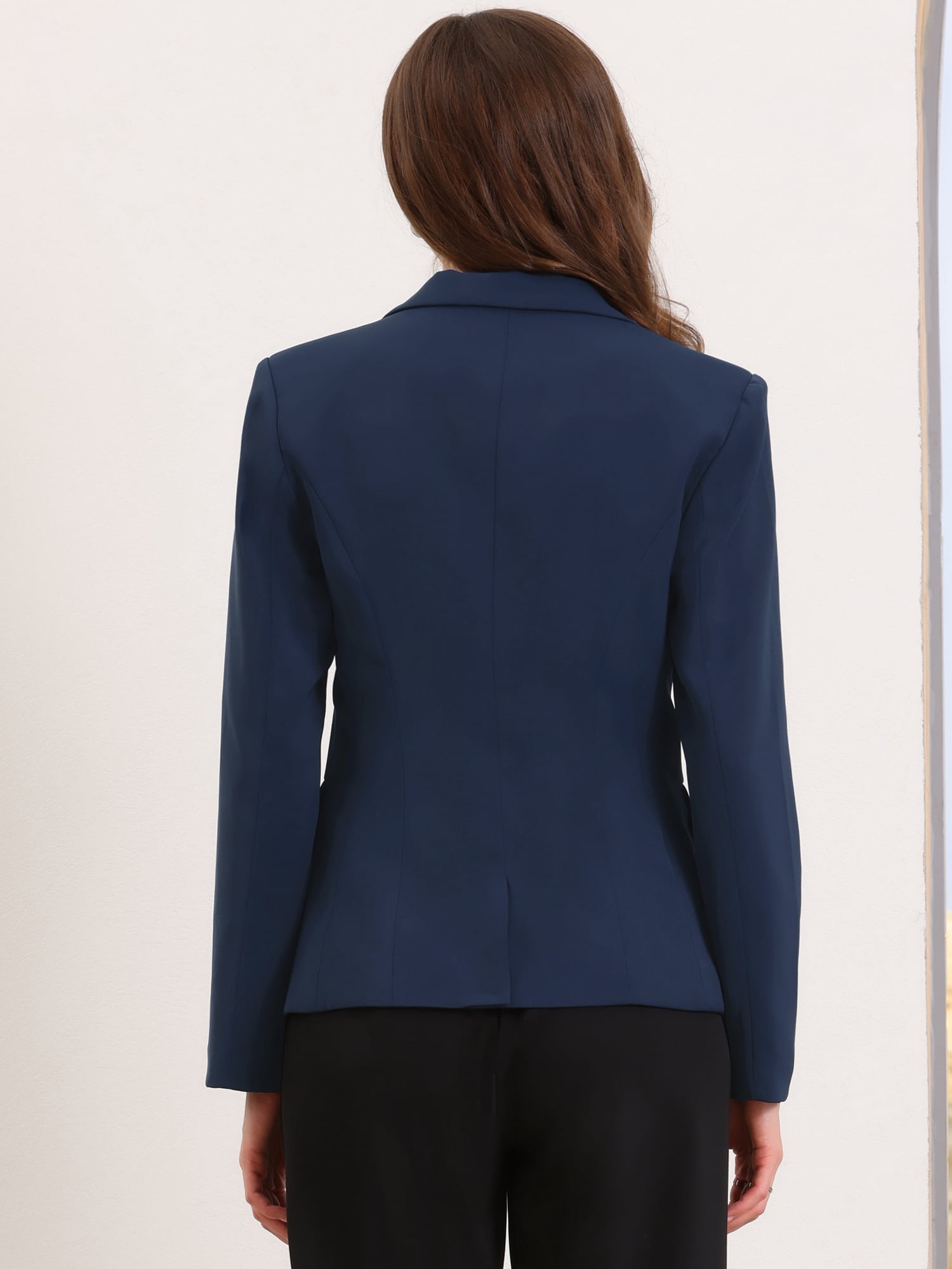 DARING DIVA Women's Casual Long Sleeve One Button Pockets Suit Jacket S Deep Blue