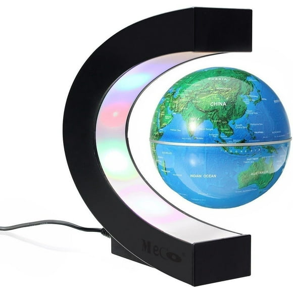 LINLIN Floating Globe, C Shape Magnetic Levitation Rotating Anti-gravity Globe World Map LED Display Platform Stand - Educational Gifts for Kids, Office Desk Decoration Ornament