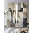 thumbnail image 3 of Black Brown Geometric Sheer Curtains 84 Inch Length 2 Panels Set, Modern Abstract Textured Voile Window Treatment Rod Pocket Curtains Sheers Drapes for Bedroom/Living Room/Kitchen 52"x84"x2, 3 of 7