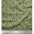 thumbnail image 1 of Soimoi Polyester Crepe Fabric Leaves & Floral Block Printed Fabric 1 Yard 52 Inch Wide, 1 of 3