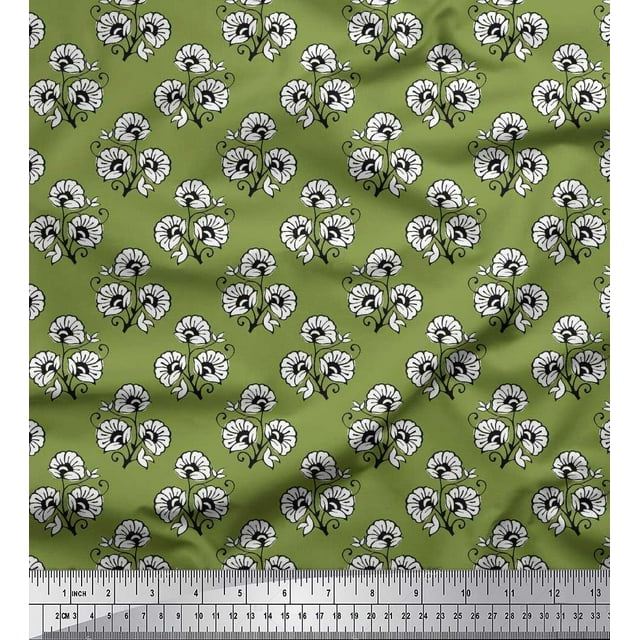Soimoi Tissu Poly Georgette Feuilles & Floral Imprimé Tissu 1 Yard 52 Pouces de Large