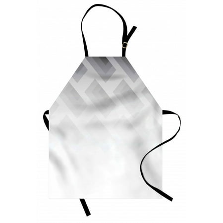 

Grey Apron Blur Poster Display with Simplistic Square Shapes Contemporary Optic Illusion Print Unisex Kitchen Bib Apron with Adjustable Neck for Cooking Baking Gardening Cloud White by Ambesonne