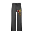 thumbnail image 4 of Mens Linen Cotton Pants Casual Yoga Pant Loose Fit Drawstring Trousers Lightweight Summer Beach Pants Parrot Print Pajamas, 4 of 7