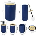thumbnail image 3 of CERBIOR 7 PCS Bamboo Bathroom Accessories Sets with Trash Can, Soap Dispenser, Soap Dish, Toothbrush Holder, Toothbrush Cup, Toilet Brush and Qtip Holders,Navy Blue, 3 of 11