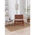 thumbnail image 5 of Modern Accent Chair Lounge Chair with Wood Frame,Faux Leather Hand Woven Living Room Chairs,Reading Armchair for Bedroom,Living Room,Office,Brown, 5 of 6