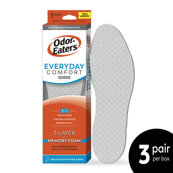 Odor-Eaters Everyday Comfort Insoles 3pk, Foam Insoles