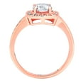 thumbnail image 2 of 1.24 ct Round Cut Genuine Cultured Diamond SI1-SI2 G-H 18K Rose Gold halo Promise Wedding Statement Engagement Designer Ring W/ Crystal side stones size 4.5, 2 of 6