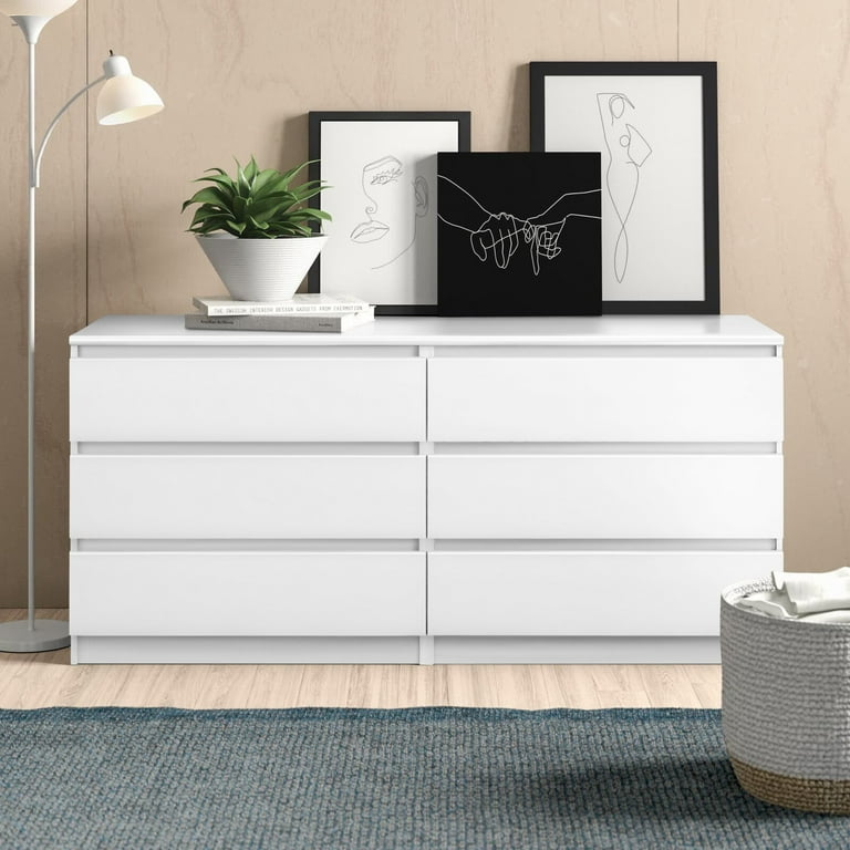 Pouseayar Chest of Drawers Dresser No Handles, 6 Drawer Chest with