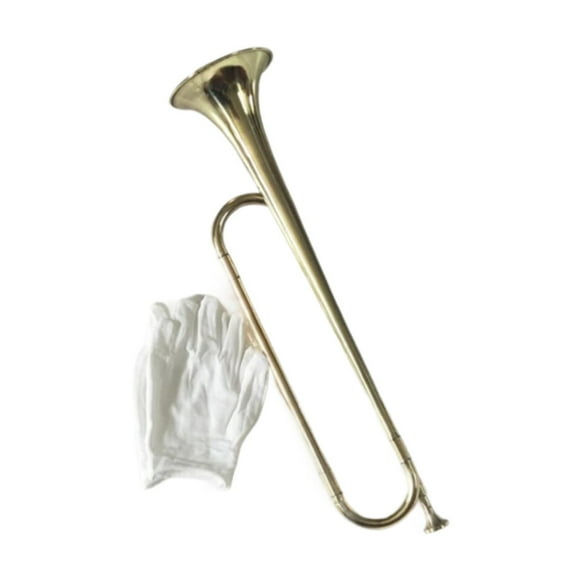 Bugle - Instrumento musical profesional de latón dorado con guantes, tambor, trompeta para orquesta, banda, niños y jóvenes pioneros
