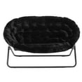 thumbnail image 5 of Emma + Oliver Folding Double Saucer Chair in Black Faux Fur with a Black Steel Frame for Dorm, Living Room, or Bedroom, 5 of 13